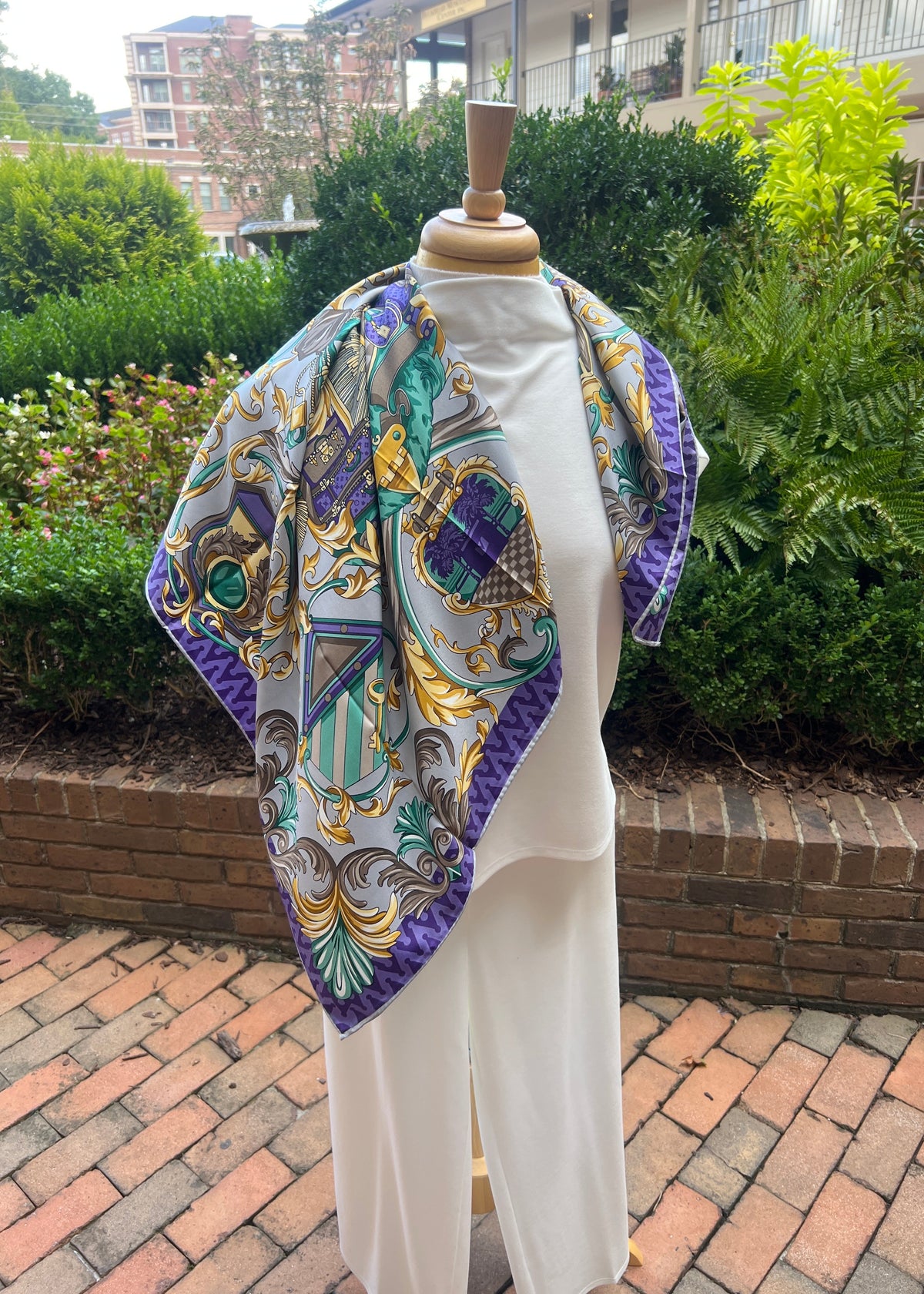 Purple Border Silk Scarf from Italy