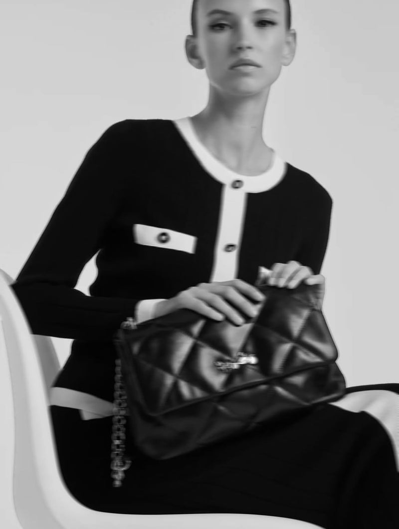 Two-tone Jumper with Jewelled Buttons