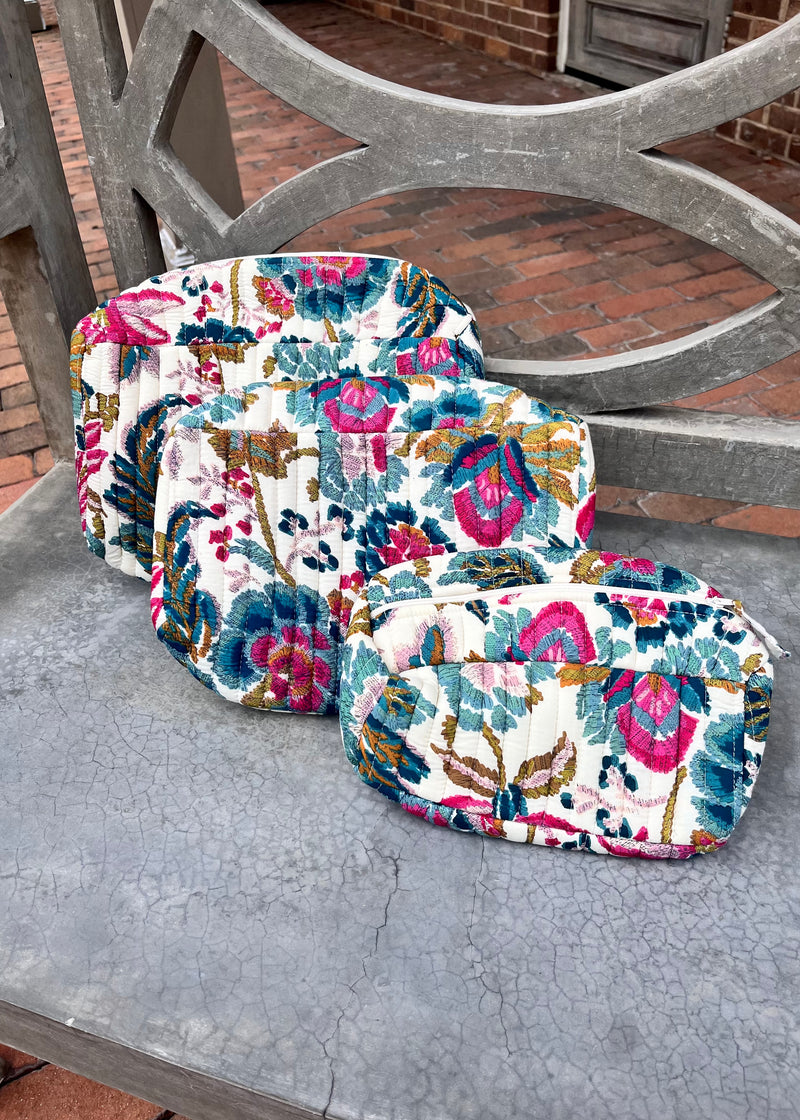 Set of 3 Quilted Pouches - 2 Colors