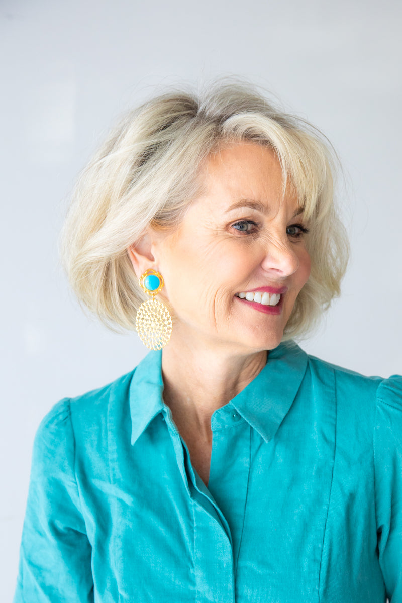 Turquoise Filigree Clip Earrings