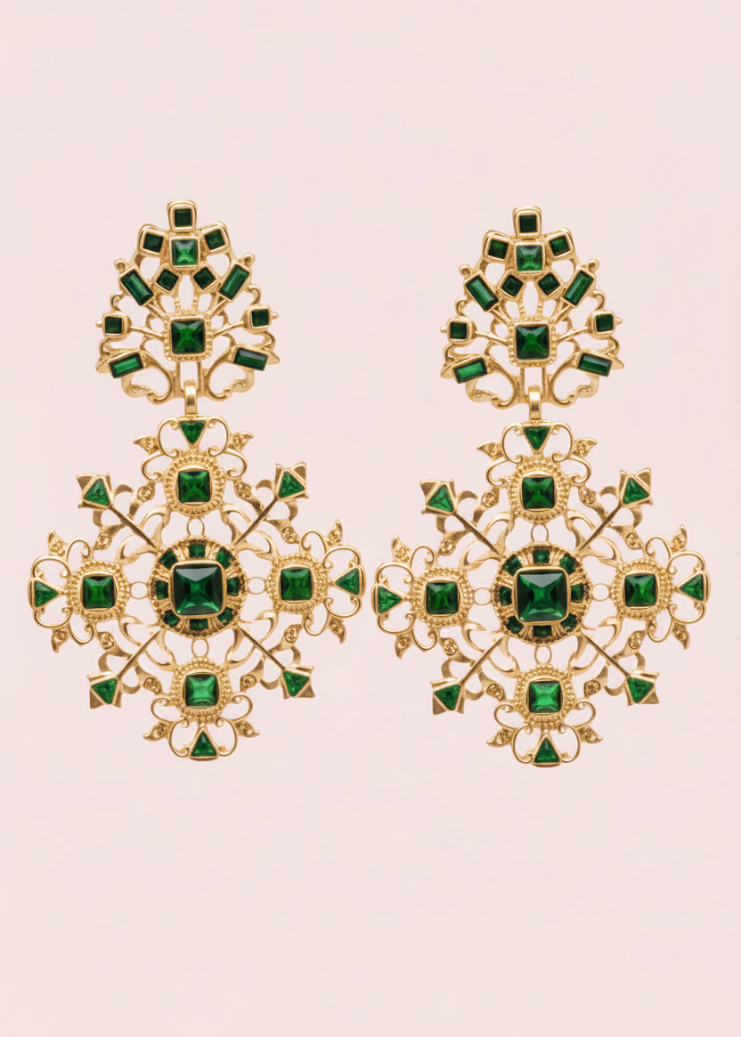 Green Cross Earring