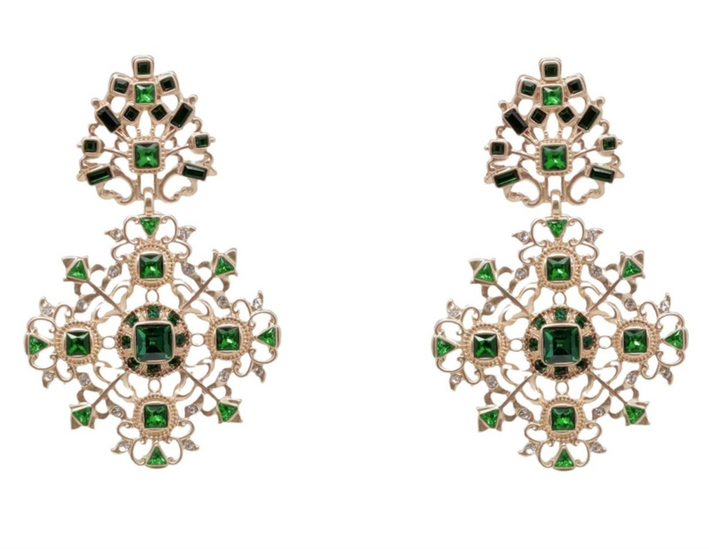 Green Cross Earring