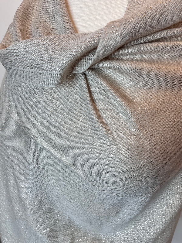 Solid Metallic Woven Evening Wrap: Taupe