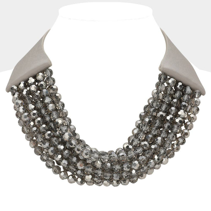 Chunky Bead Layered Necklace: Black Diamond
