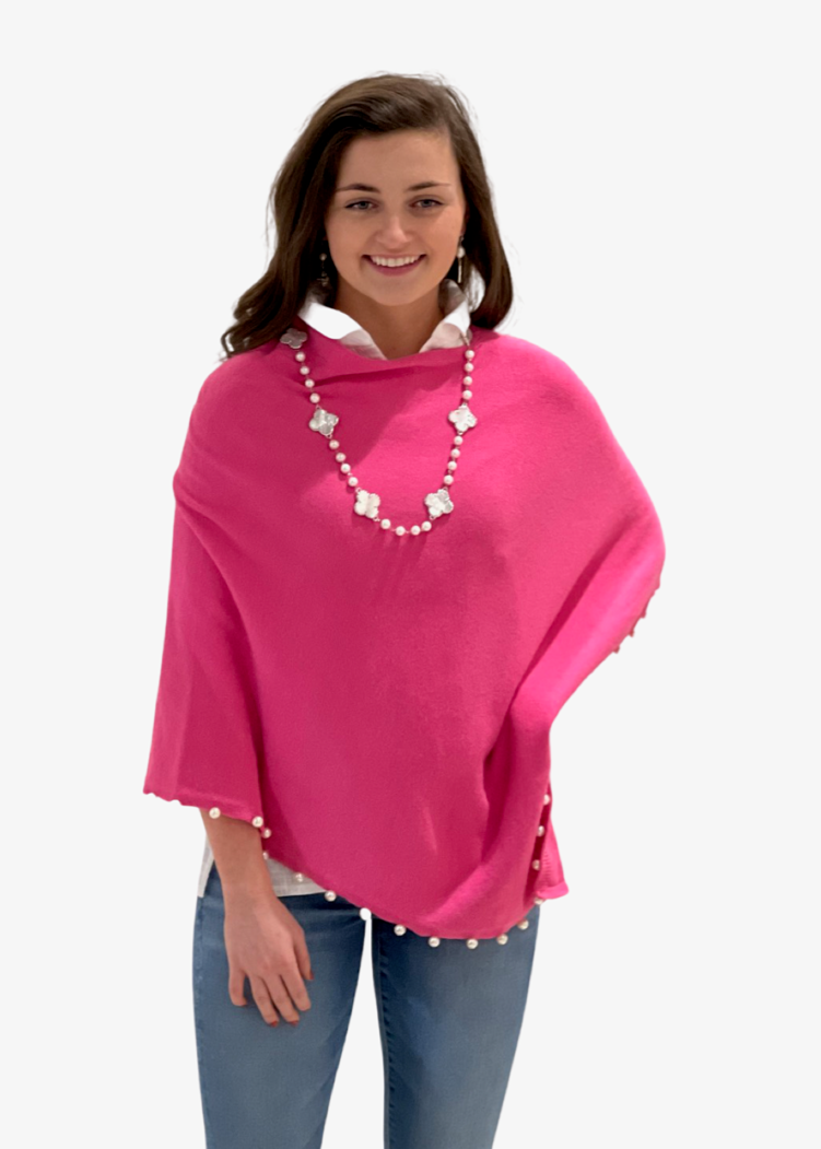 The Peyton Pearl Poncho in Hot Pink