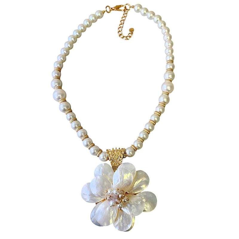Mother of Pearl Flower Necklace