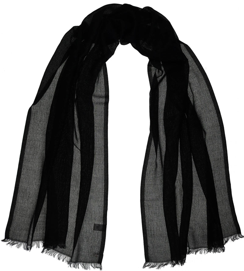Solid Metallic Woven Evening Wrap: Black