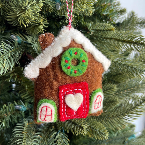 Gingerbread House Felt Christmas Ornament