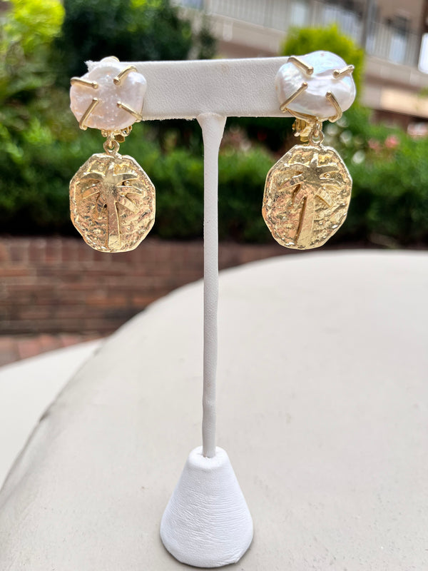 Pearl Palm Earrings