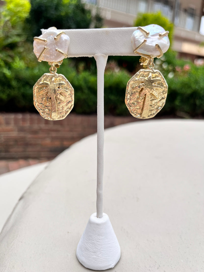 Pearl Palm Earrings