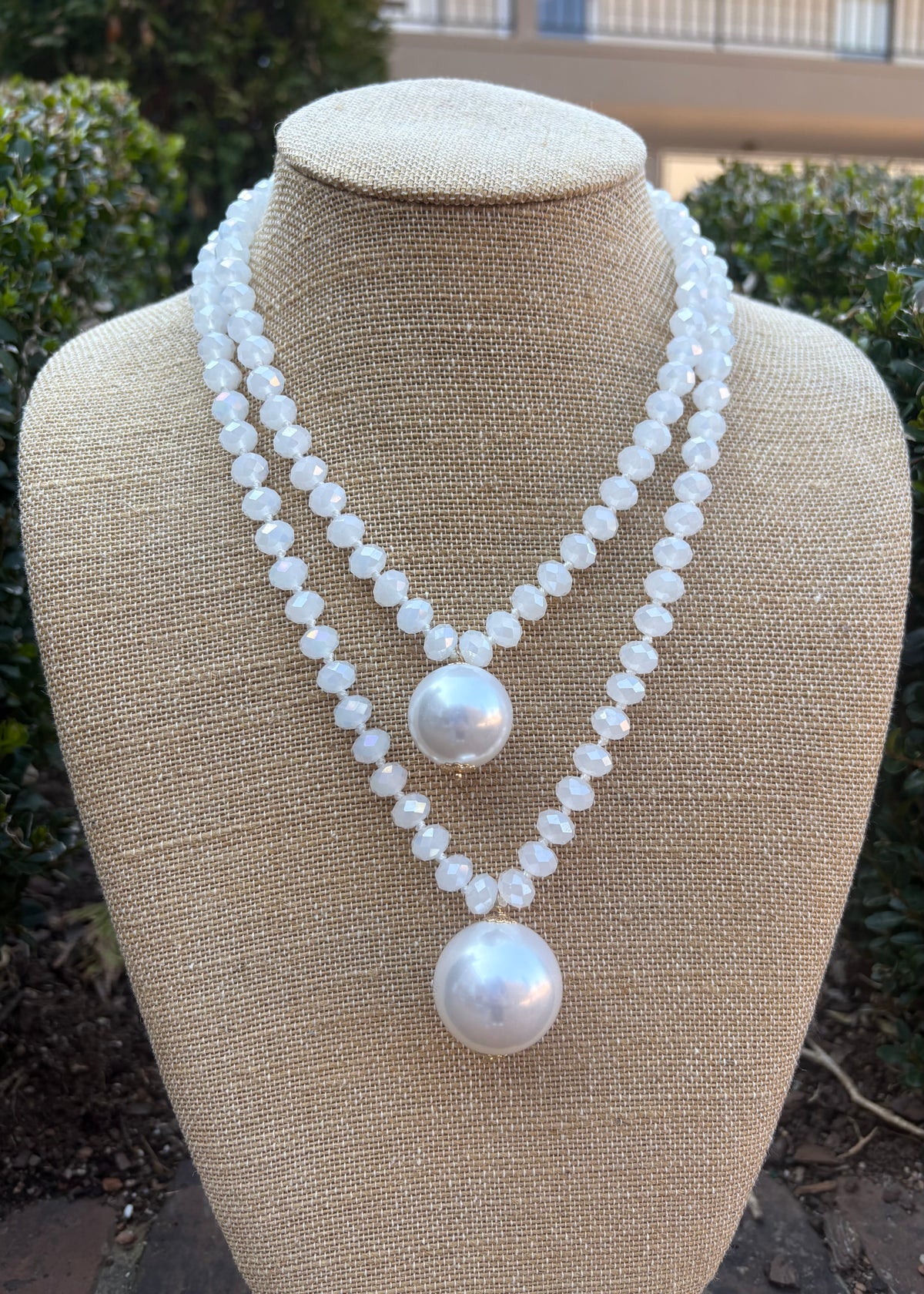White Double Pearl Necklace