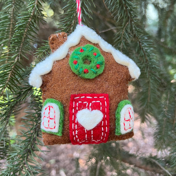 Gingerbread House Felt Christmas Ornament