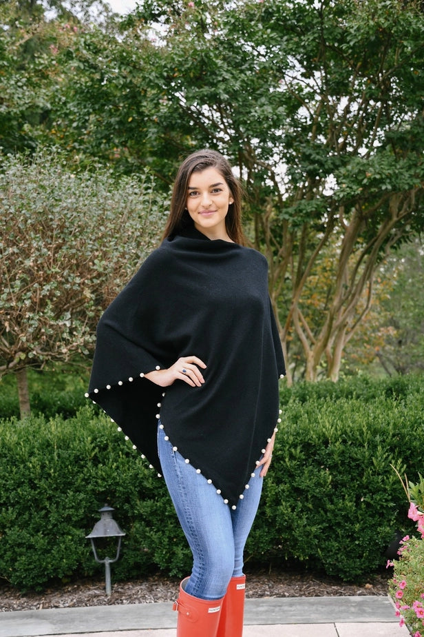 The Peyton Pearl Poncho in Black