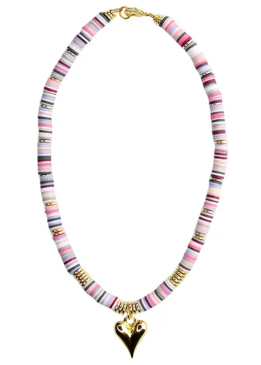 Melon Short Necklace in Valentine Pink w/ Heart
