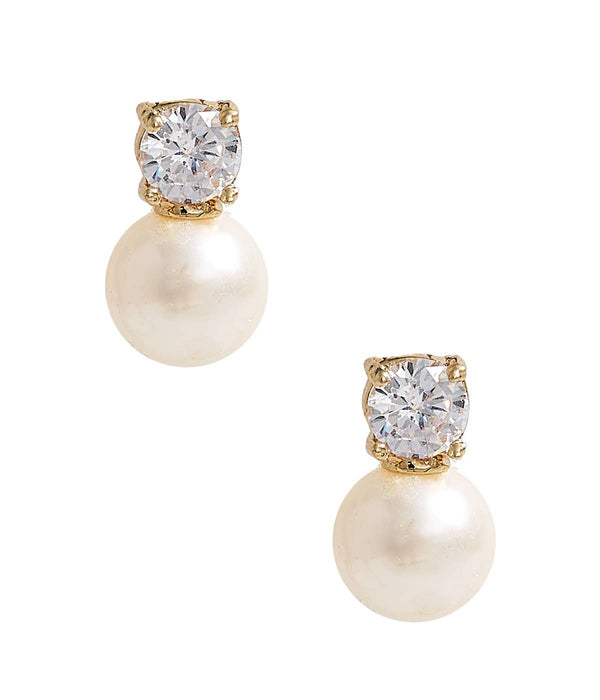 Carolyn - Big Rhinestone and Pearl Stud