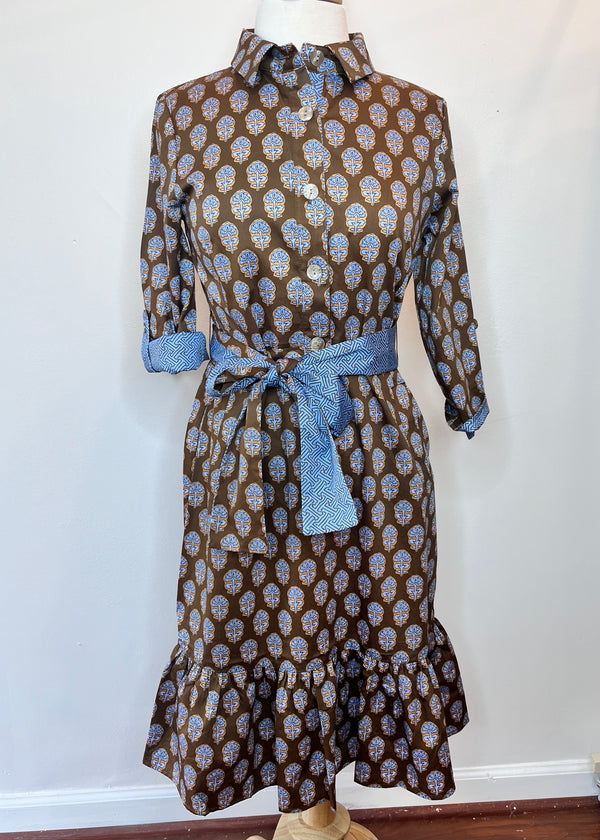 Essential Dress - Chocolate Foulard