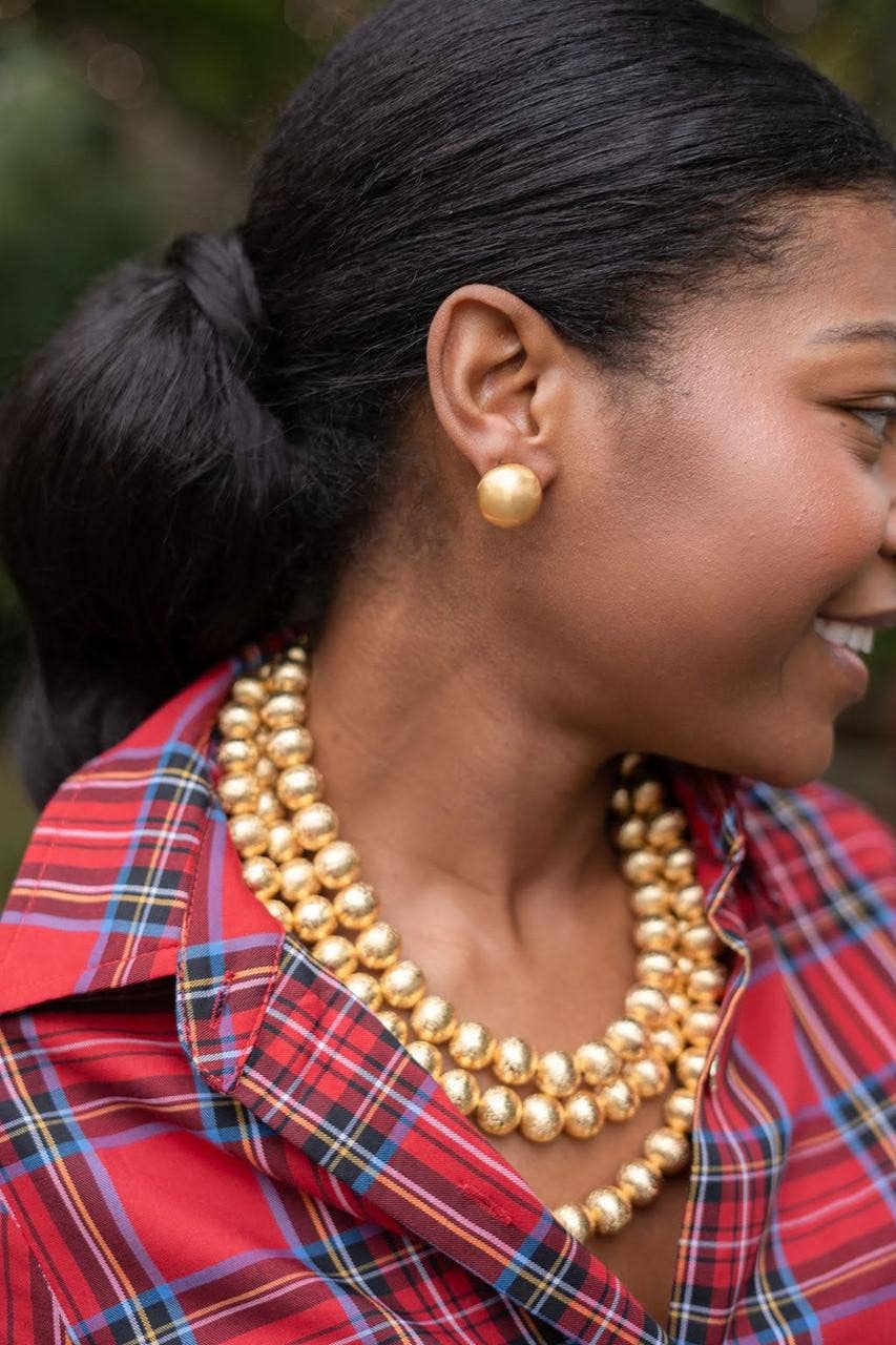 18mm Georgia Brushed Ball Studs - 18k Gold Plated