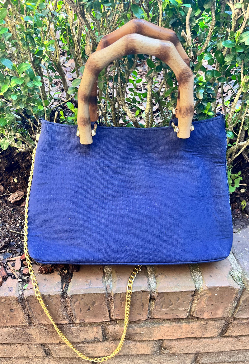 Navy Beaded American Flag Purse