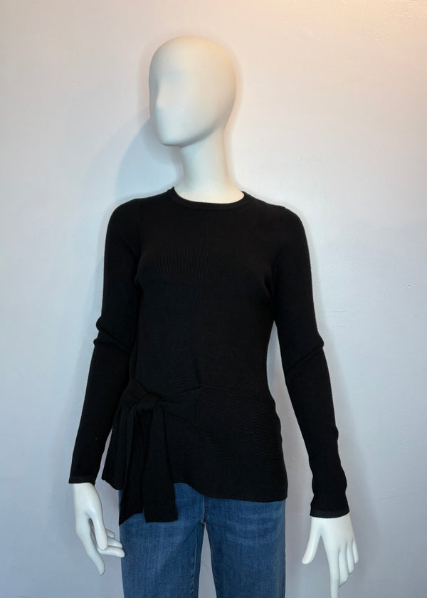 Side Tie Crewneck Sweater