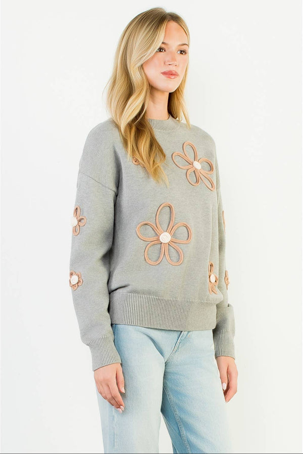 Floral Detail Knit Sweater