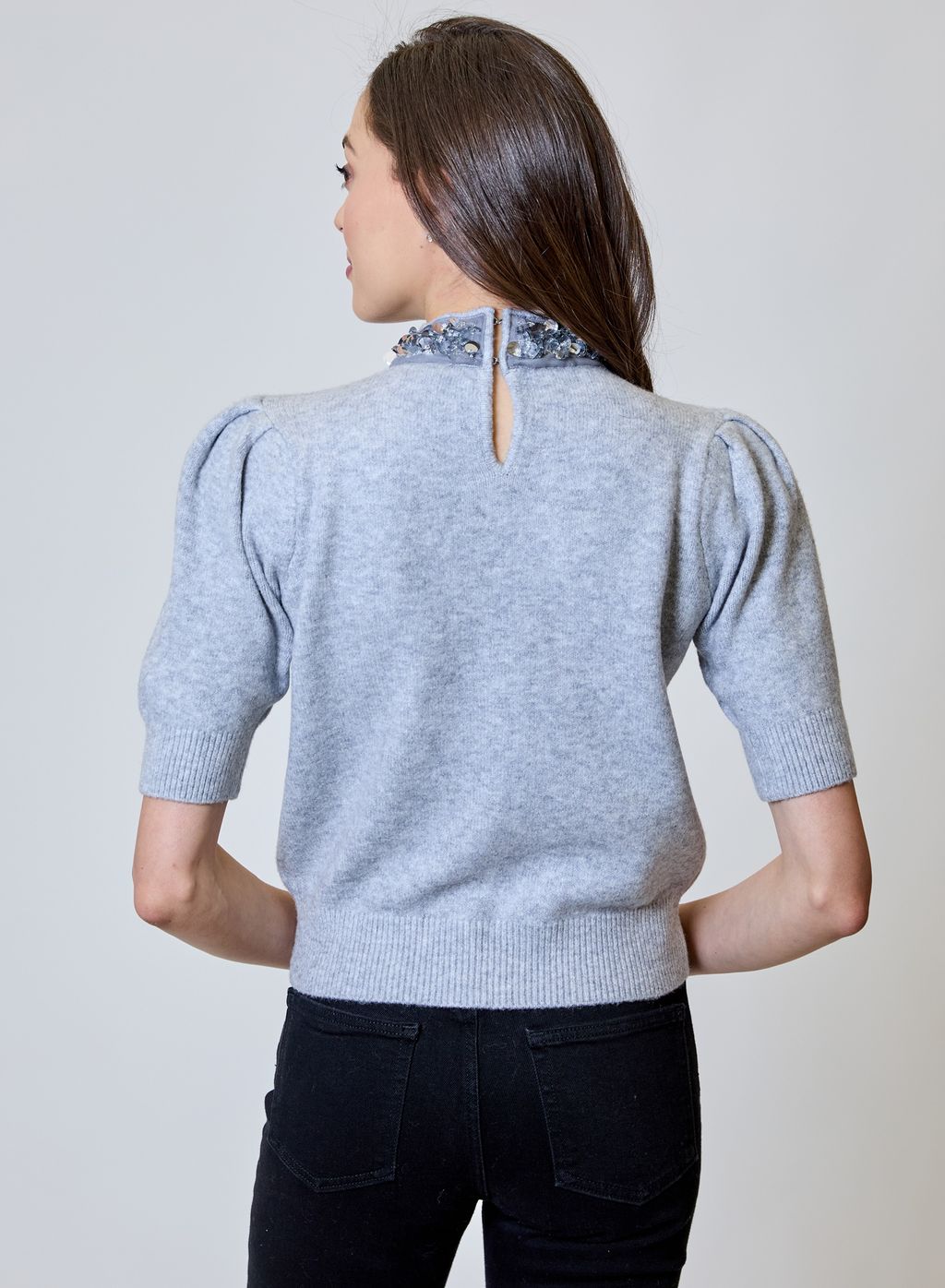Paillette Trim Sweater