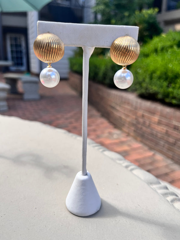 Gold and Pearl Drop Earrings