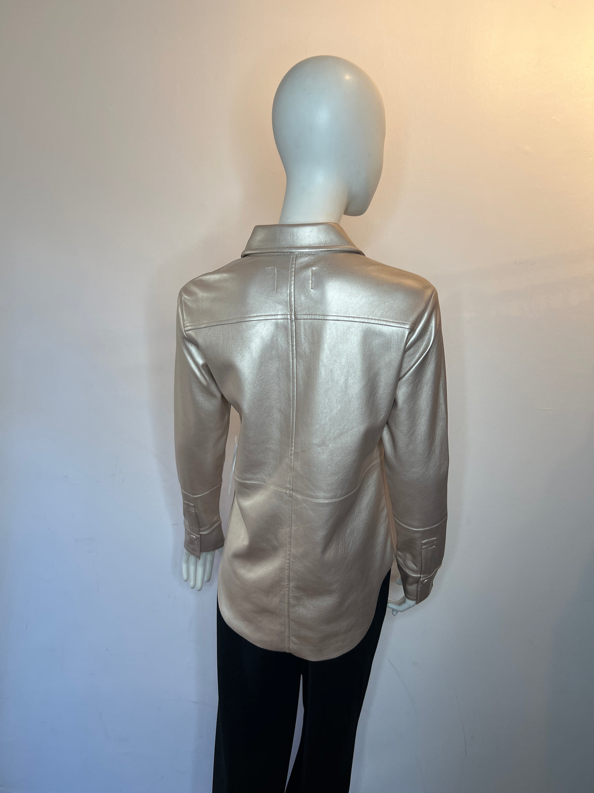 Faux Leather Button Up Shirt
