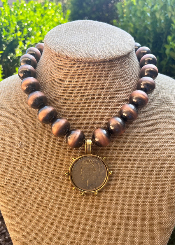 Large Bead with Coin Necklace