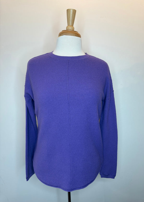 Waffle Stitch Drop Shoulder Top