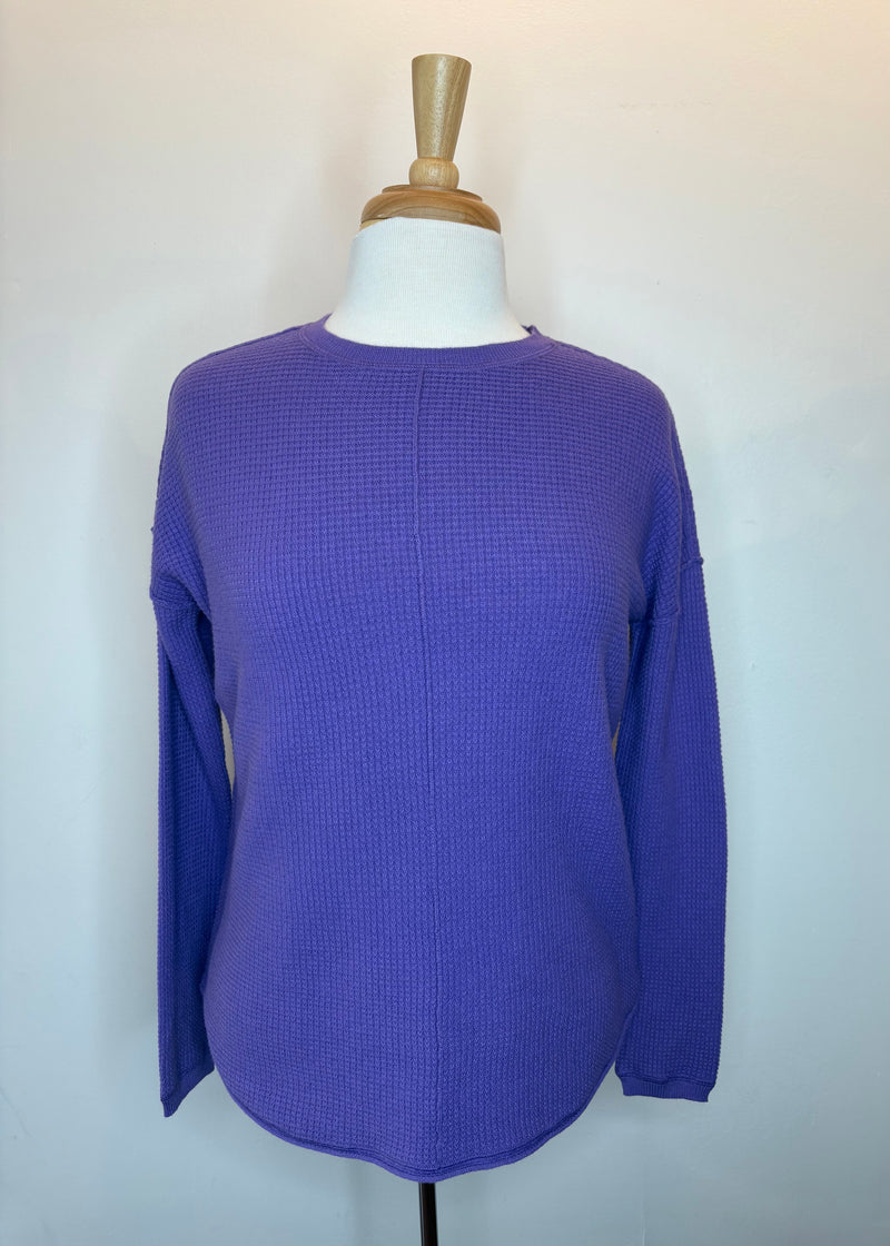 Waffle Stitch Drop Shoulder Top
