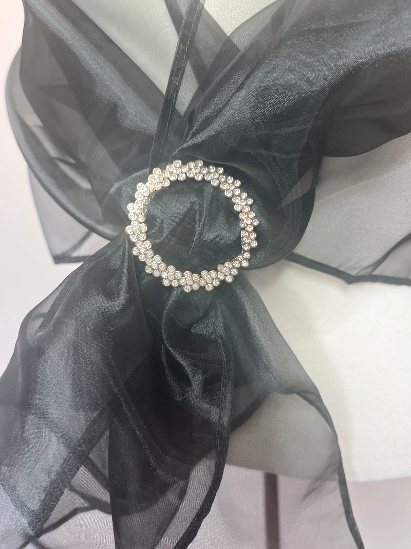 Black Organza Wrap with Buckle