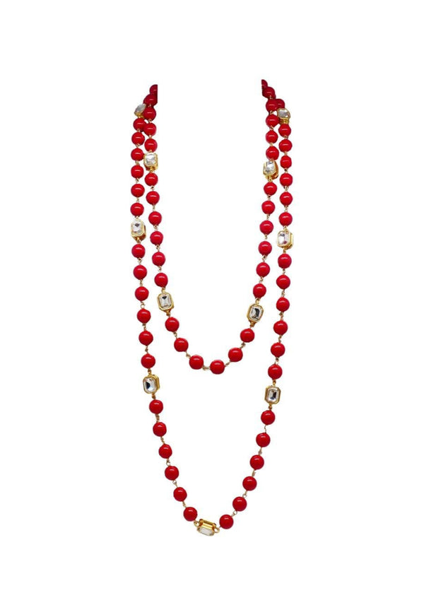 Long Beaded Mirror Necklace - 2 Colors