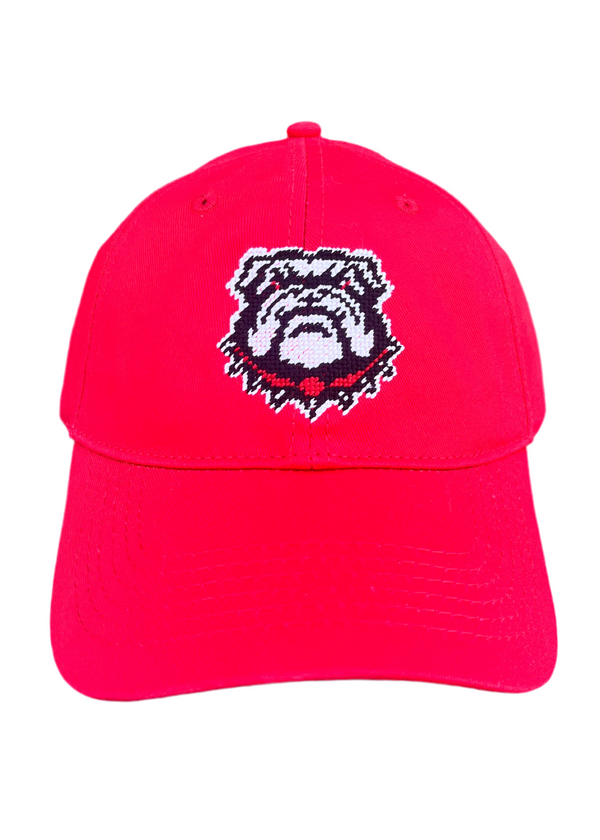 Red Bulldog Needlepoint Hat