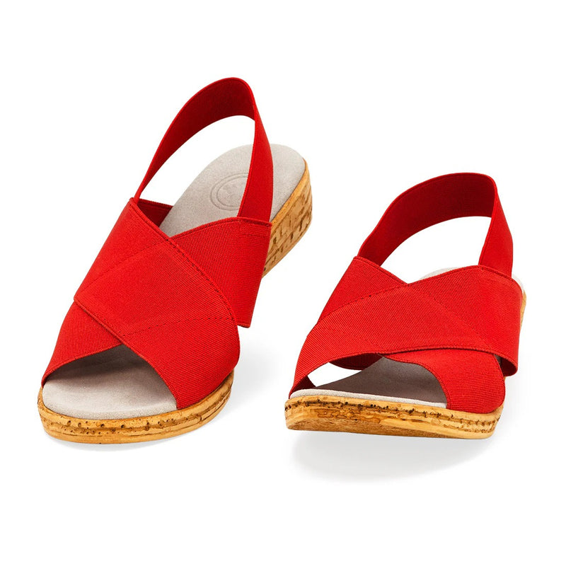 Atlantic Sling Back Stretch Sandal: Red