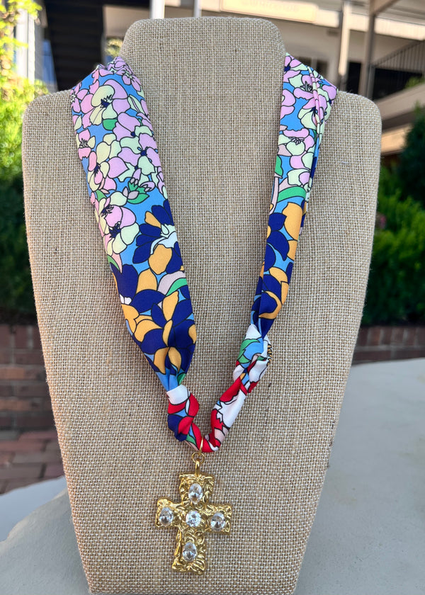 Floral w/ Large Rhinestone Cross