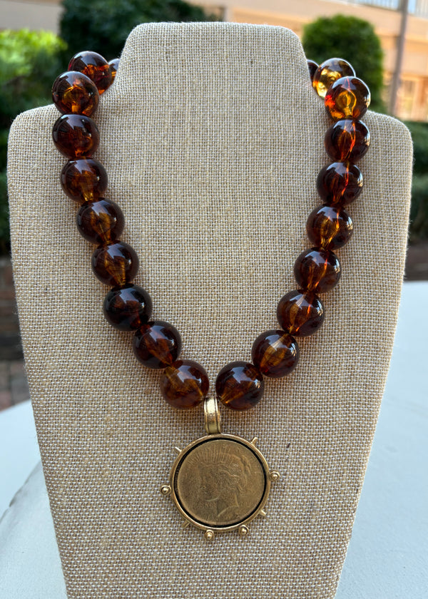 Tortoise Liberty Coin Necklace