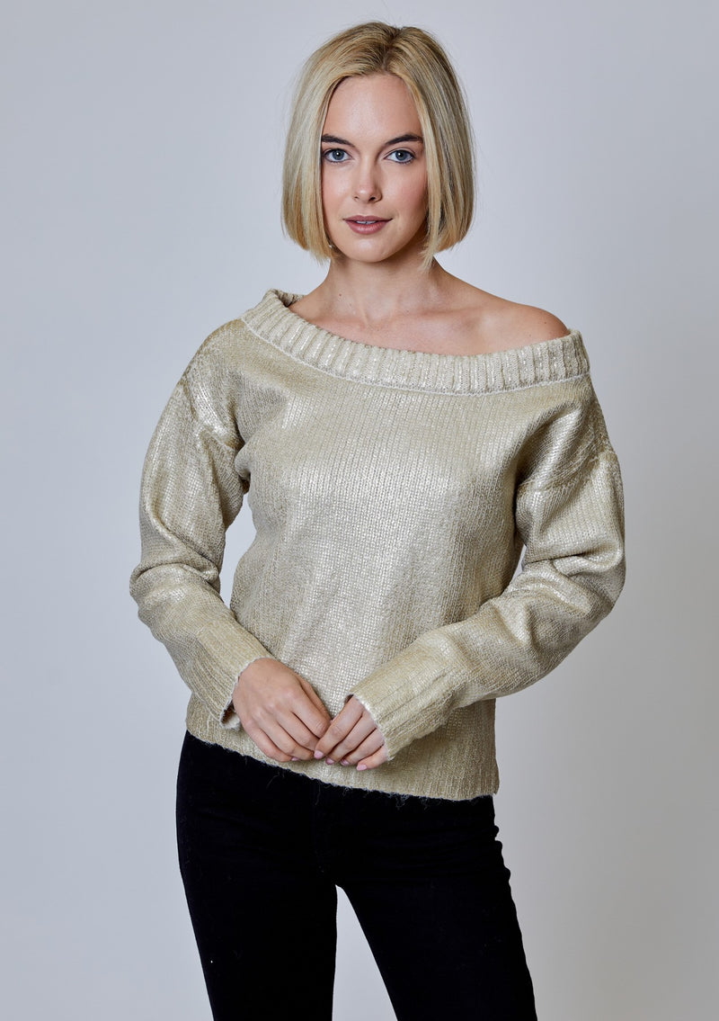 One Shoulder Foil Sweater