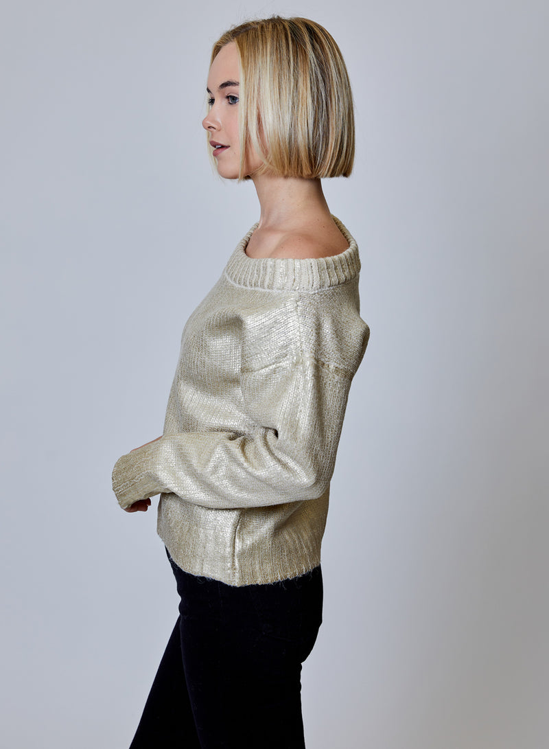 One Shoulder Foil Sweater