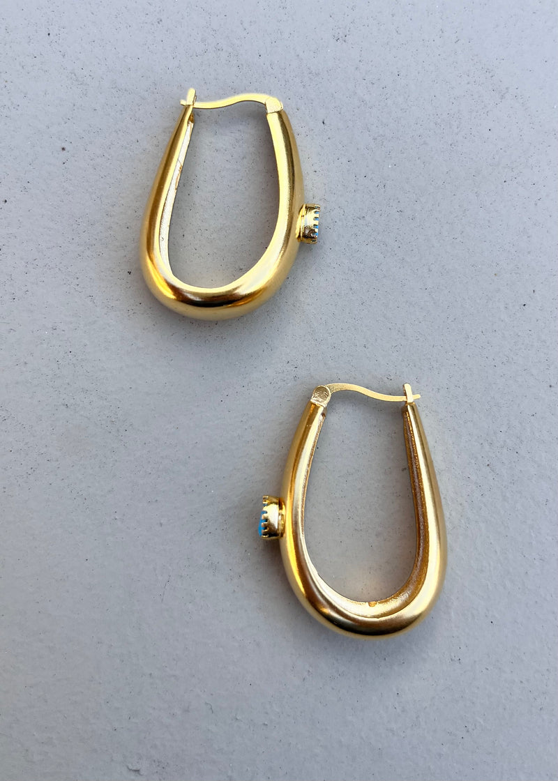 Gold Hoops with Turquoise