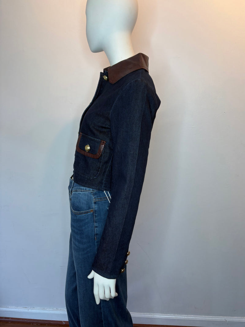 Vegan Leather Trim Jacket