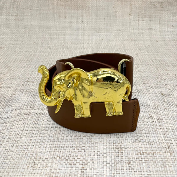 Elephant Artisan Interchangeable Belt Buckle w/ Gold Finish