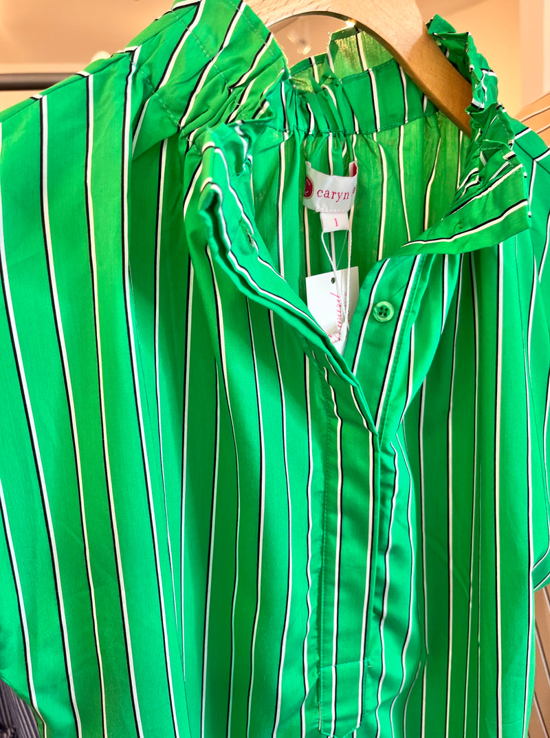 Emily Top - Green Stripe