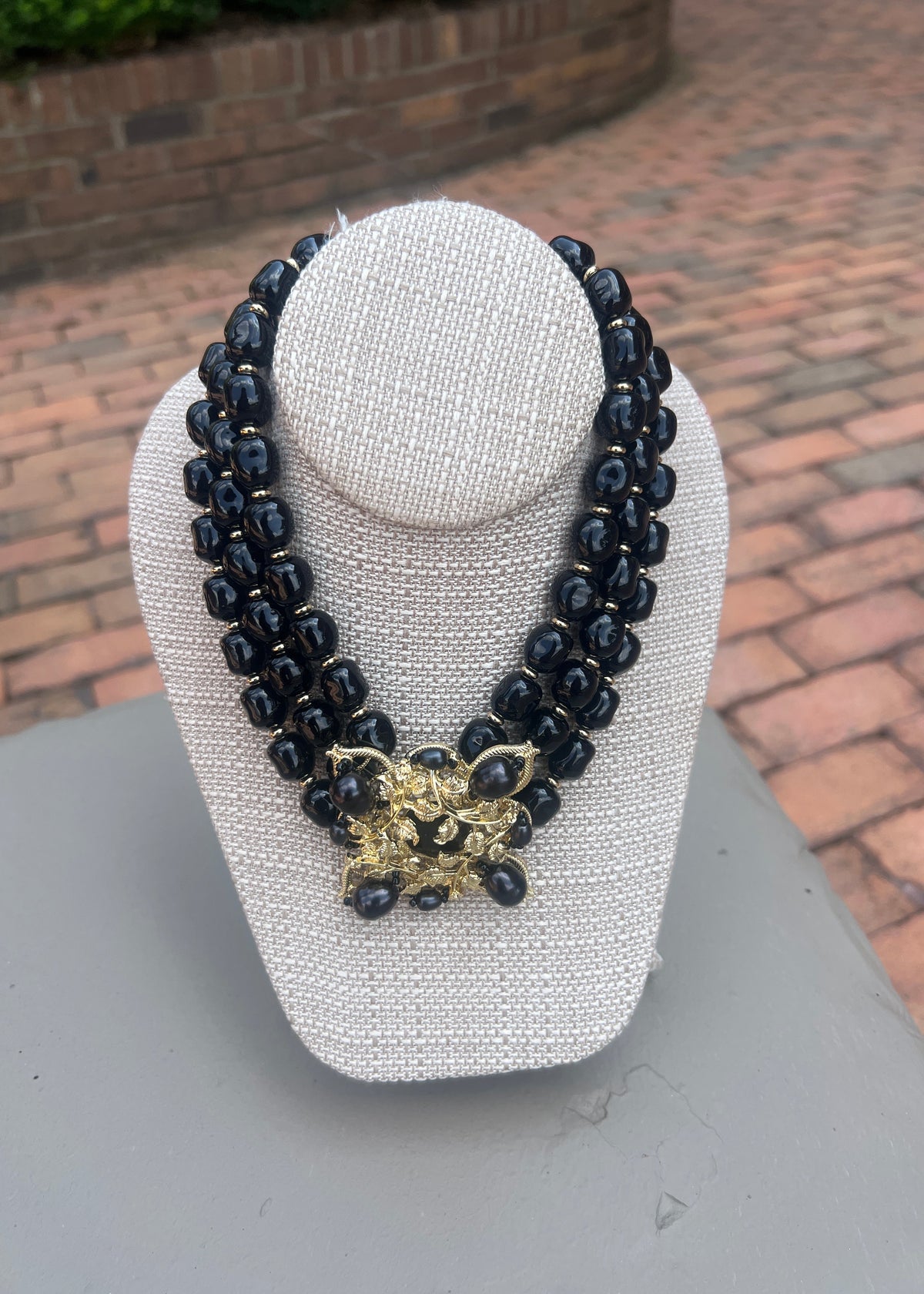 Black Bead Choker Necklace