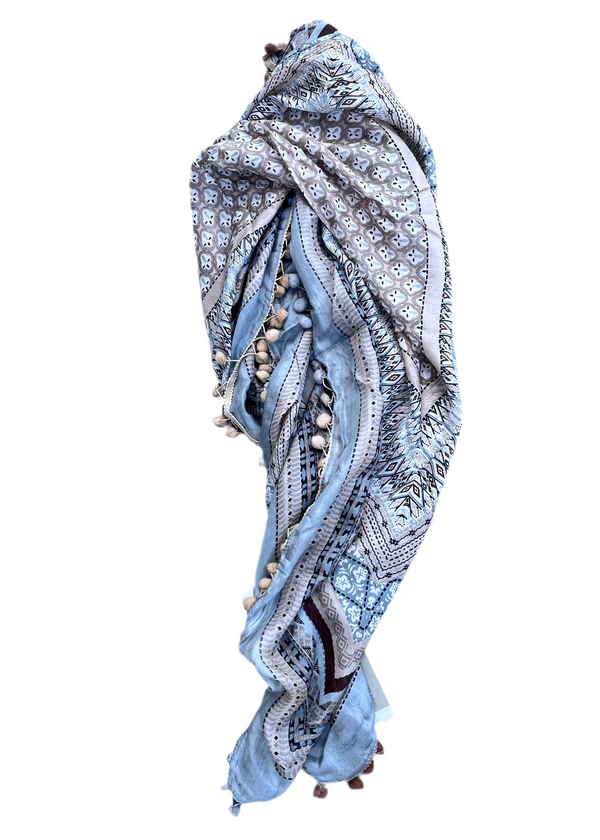 Geometric Pom Pom Scarf