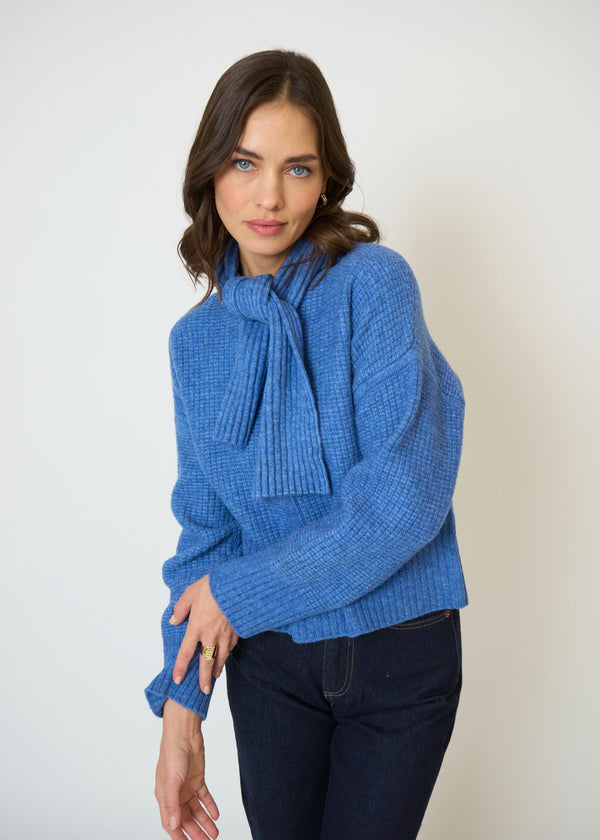 Rayna Scarf Neck Waffle Stitch Sweater