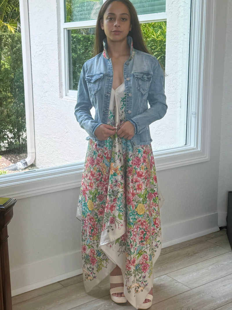 The Light Denim Jacket / Pink Bouquet