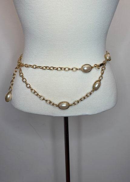 Gold Pearl belt chain A1934 Women main image 2