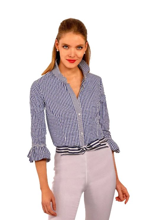 Priss Blouse - Gingham  XS Navy