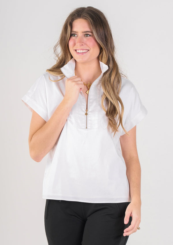 Poppy Pullover - White Cotton Poplin