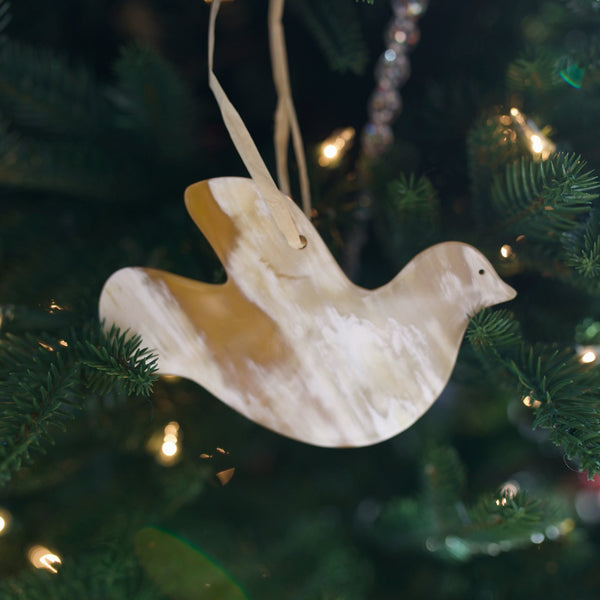 Dove Cow Horn Ornament